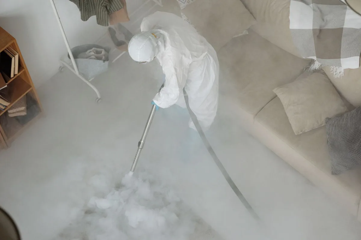 Biohazard cleanup technician in protective equipment, Citrus Springs, FL